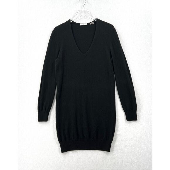 EQUIPMENT Rosemary Cashmere Sweater Dress Women M Black Deep V Neck Lightweight - Picture 4 of 16